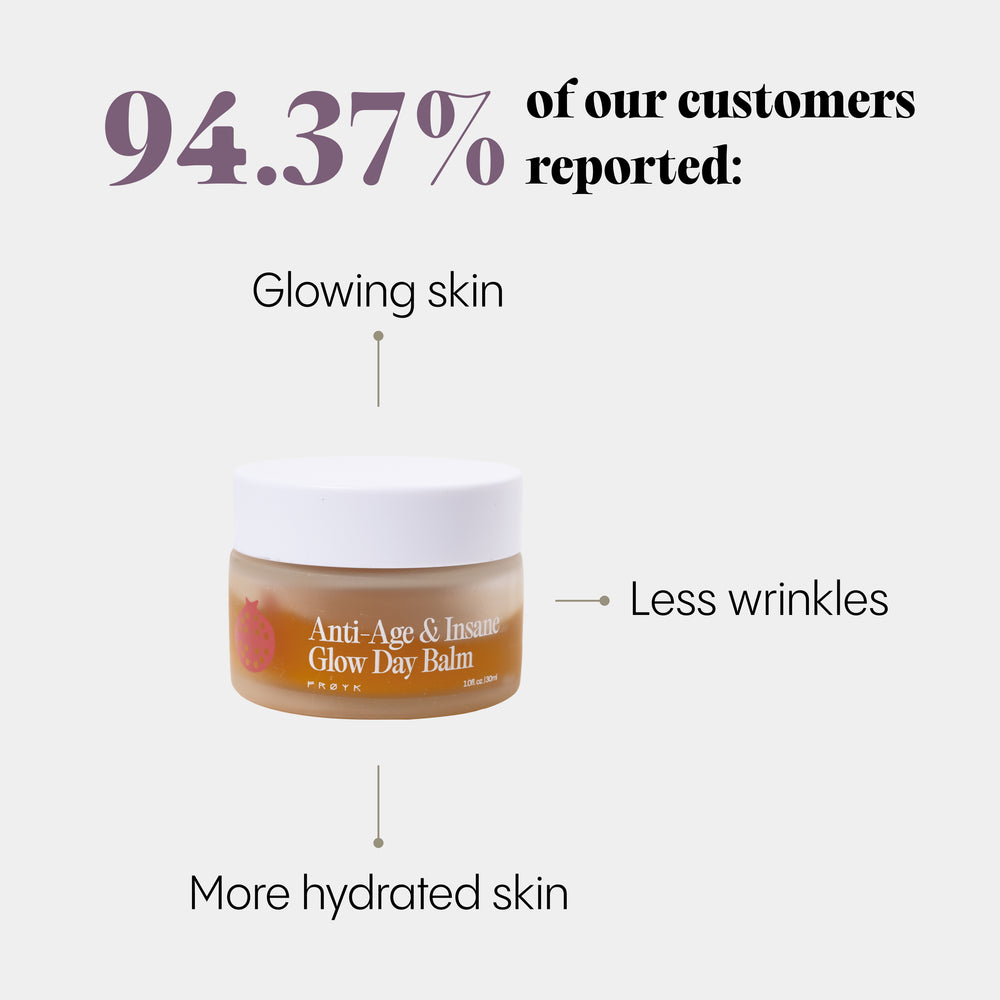 Customer showing results after using Frøya Organics Anti-Age & Insane Glow Day Balm