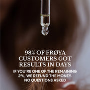 Frøya Organics Hair Growth Essentials Duo 100% satisfaction money-back guarantee badge