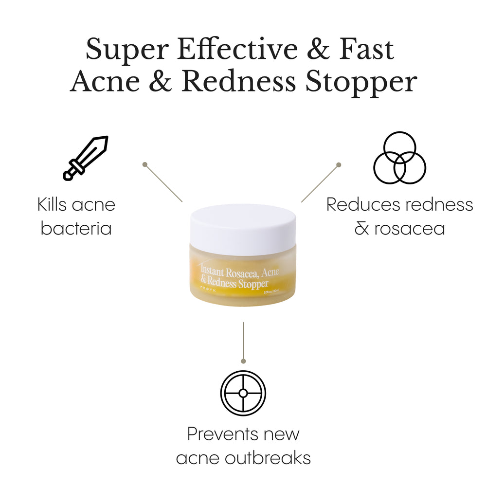 Frøya Organics Instant Rosacea, Acne & Redness Stopper open jar revealing concentrated organic rosacea balm texture