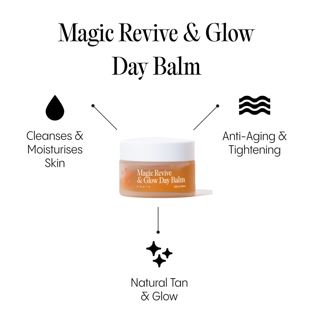 Frøya Organics Magic Revive & Glow Day Balm open jar revealing concentrated organic day balm texture