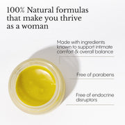 Frøya Organics Magic Sensual Pleasure Balm open jar revealing concentrated organic intimate balm texture