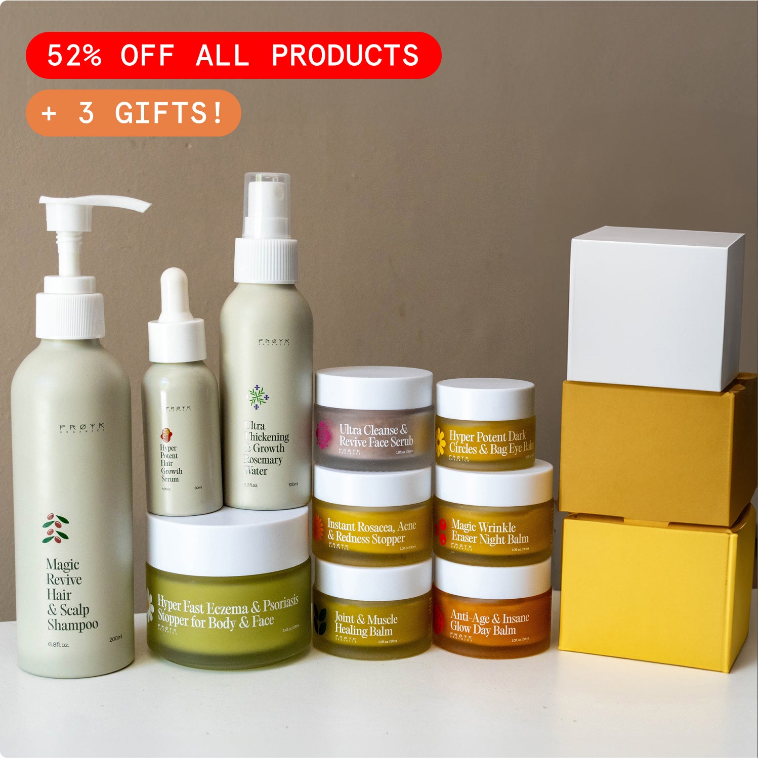 Limited Offer: All Frøya Products ($574) + 3 Gifts ($49) at 52% off
