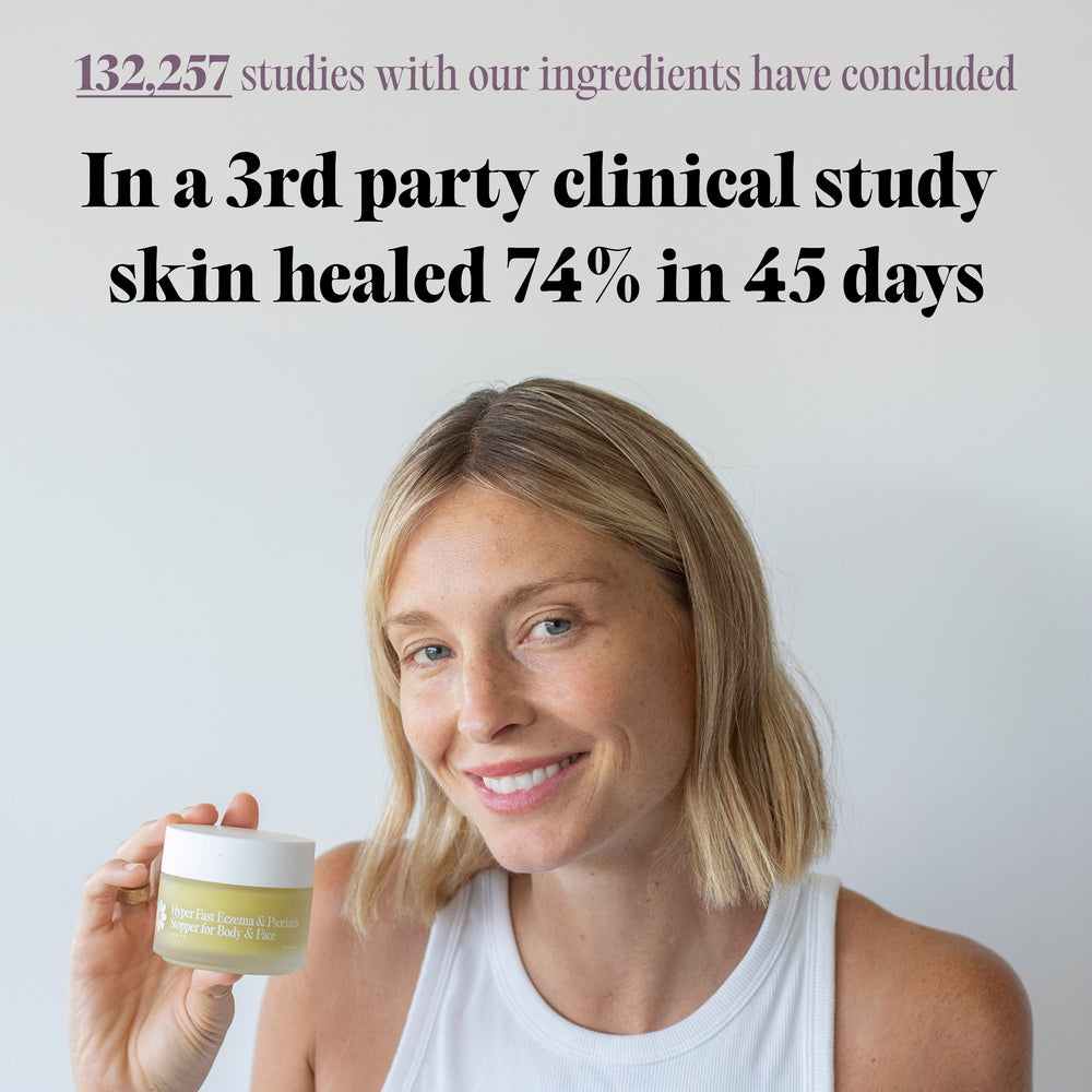 Before and after skin improvement with Frøya Organics Complete Natural Pharmacy
