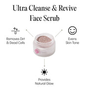 Frøya Organics Ultra Cleanse & Revive Face Scrub open jar revealing concentrated organic face scrub texture
