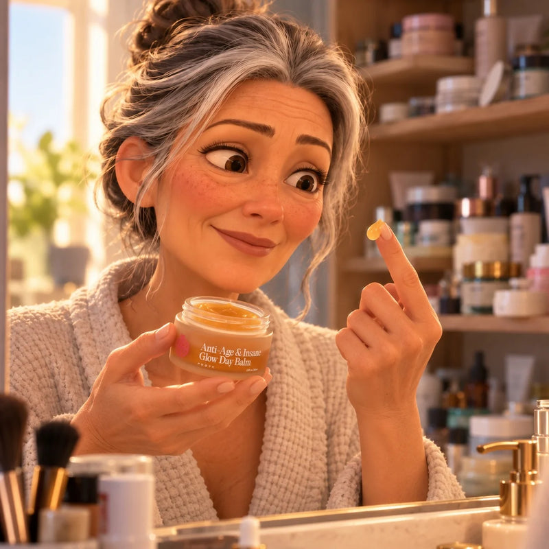Eine fingerspitze mit einer erbsengroßen menge goldenem balsam